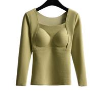 Women's Seamless Thermal Tank Top with Built-in Bra - Ultra Soft Fleece Material for Maximum Warmth, High Stretch Design (Green,TG)