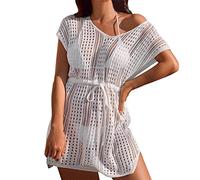 Womens Sexy Fishnet Outfits Crop Top Crochet Side Slit Jupe Womens Sexy Beach Wear Cover Up Haut De Bikini Bleu