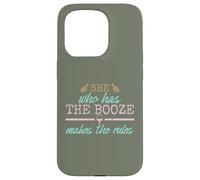 Womens She Who Has The Booze Makes The Rules Funny Bartender Coque pour iPhone 15 Pro