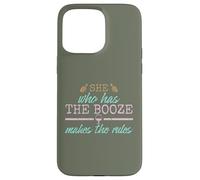 Womens She Who Has The Booze Makes The Rules Funny Bartender Coque pour iPhone 15 Pro Max