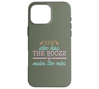 Womens She Who Has The Booze Makes The Rules Funny Bartender Coque pour iPhone 16 Pro Max