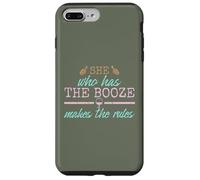 Womens She Who Has The Booze Makes The Rules Funny Bartender Coque pour iPhone 7 Plus/8 Plus
