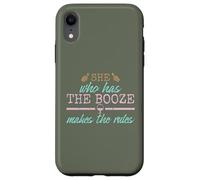 Womens She Who Has The Booze Makes The Rules Funny Bartender Coque pour iPhone XR