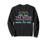 Womens She Who Has The Booze Makes The Rules Funny Bartender Sweatshirt