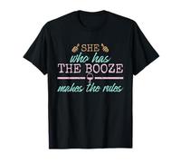 Womens She Who Has The Booze Makes The Rules Funny Bartender T-Shirt