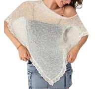 Women's Sheer Mesh Poncho - Lightweight See-Through Bolero Cover-Up for Beach & Summer Nights
