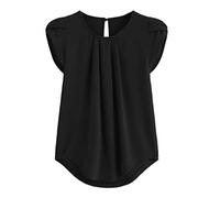 Womens Shirts Short Shirt Round Sleeve Neck Solid Color Chiffon Sleeve Short Blouse Ladies Loose Fit Tops Summer Casual T Shirts Elegant Going Out Blouse F-83