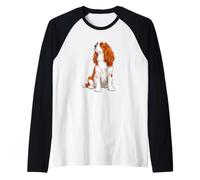 Womens Sitting Blenheim Cavalier King Charles Spaniel Lover Manche Raglan