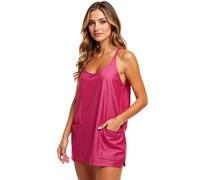 Women's Sleeveless Casual Mini Dress with Pockets Soft Knit Tank Dress for Summer Lounge Sleepwear Black Shift Sundress for Daily Wear