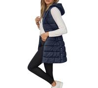 Women's Sleeveless Down Jacket, Coats with Hood, Long Fleece Jacket, Ultra Warm, Lightweight Quilted Zip, Down Coat, Parka Jacket, Elegant Casual Outdoor Winter Waistcoat with Pockets