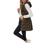 Women's Sleeveless Down Jacket, Coats with Hood, Long Fleece Jacket, Ultra Warm, Lightweight Quilted Zip, Down Coat, Parka Jacket, Elegant Casual Outdoor Winter Waistcoat with Pockets