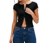 Women's Slim Fit Ribbed Cardigan Sweater Button Up Fall Top