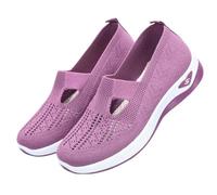 Women's Slip-on Walking Shoes, Mesh Breathable Soft Sole Orthopedic Shoes, Lightweight Arch Support Stretch Sneakers, Comfortable Casual Sneakers for Outdoor Running Hiking(Purple,39 EU)