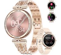 Women's Smart Watch 1.19 Inch Amoled Bluetooth Calls For Android Ios Women's Smart Watch Fitness Activity Tracker Heart Rate Sleep Monitor Diamond Rose Gold Steel Women's Smartwatch