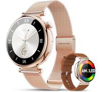 Women's Smart Watch Amoled 34 Mm Mini Size With Bluetooth Calling, Round Women's Sports Watch With 120+ Sports / Sleep / Pedometer Modes For Android Ios, Rose Gold