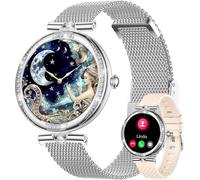Women's Smart Watch With Bluetooth Call, 1.19 Inch Smartwatch With Amoled Screen/Waterproof Ip68/100+ Sports Modes/Heart Rate/Sleep/Spo2 Smart Watch For Android Ios Silver