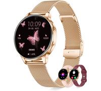 Women's Smart Watch With Bluetooth Call 3 Bracelets Amoled Screen 41 Mm Small Smartwatch With Female Function Pedometer Heart Rate Sleep Calculator 110+ Sport For Andriod Ios, Rose Gold
