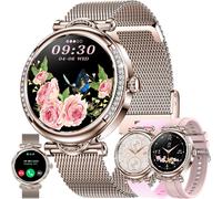 Women's Smart Watch With Bluetooth Calling, 1.27 Inch Steel Smartwatch With Diamond, 123 Sports Modes, Spo2, Sleep, Heart Rate, Activity Tracker, Smart Watch For Ios Android (Gold)