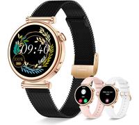 Women's Smart Watch With Bluetooth Calling, Round Smartwatch 1.27 Inch 41 Mm For Small Wrist, 3 Bracelets, 100 Modes Sport Tracking Sleep Heart Rate Pedometer, Compatible With Android Ios (Gold Black