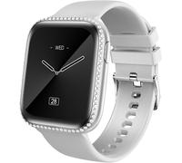 Women's Smartwatch 1.75 Inch Amoled Waterproof Ip68 Smartwatch For Android Ios With 130+ Sport Pedometer Heart Rate Monitor Oximeter Sms Notification/Call (Grey Strap)