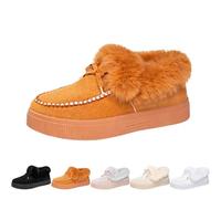 Women's Snow Boots Warm Winter Fur Lined Loafers Ankle Winter Daily Indoor Anti-Slip Loafer Flats Platform Thick Outdoor Plush Shoes 2026 New (Brown,38)