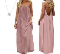 Women's Solid Color Backless Cami Dress, Solid Color Backless House Dress (Upgraded Fabric L,M)