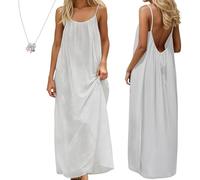 Women's Solid Color Backless Cami Dress, Solid Color Backless House Dress (Upgraded Fabric O,TG)