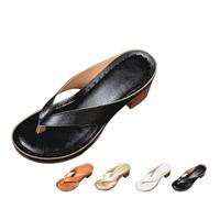 Women's Solid Color Summer Chunky Heel Sandals, Slip on Open Toe Square Toe Comfortable Heeled Sandals, Heeled Mules for Women Heels, Womens Shoes Wedges for Long Walk Casual Shoe (Black,37)