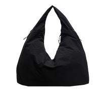 Women's Solid Color Tote, Textured Draped Bag, Nylon Carrier Large Capacity Stylish Shoulder Handbags Casual Carryall Purse for Everyday, 19,69 x 8,27 x 11,42 Inches, Noir, riferimento alla