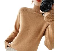 Women's Solid Turtleneck Cashmere Knit Sweater,Women's Cashmere Sweater,Women's Cashmere Crew Neck Sweater (Coffee,S)