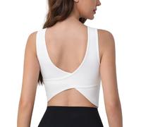 Women's Sports Bra Workout Tank Top High Support Fitness Bra Moisture-Wicking Exercise Top for Yoga, Pilates, Gym Workouts (FR/ES, Alpha/Lettres, S, Taille Normale, Taille Normale, White)