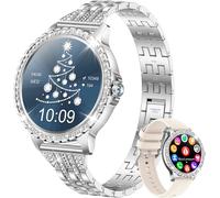 Women's Sports Smartwatch: Silver Stainless Steel Waterproof Fitness Pedometer ¿ Bluetooth Call Smartwatch Girl Compatible With Android Ios Gift