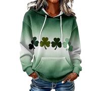 Women's St. Patrick's Day Shamrock Knit Hoodie with Celtic Design and Front Pocket