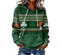 Women's St. Patrick's Day Shamrock Knit Hoodie with Celtic Design and Front Pocket