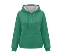Women's St. Patrick's Day Shamrock Knit Hoodie with Celtic Design and Front Pocket