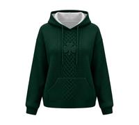 Women's St. Patrick's Day Shamrock Knit Hoodie with Celtic Design and Front Pocket