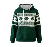 Women's St. Patrick's Day Shamrock Knit Hoodie with Celtic Design and Front Pocket