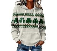 Women's St. Patrick's Day Shamrock Knit Hoodie with Celtic Design and Front Pocket