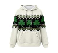 Women's St. Patrick's Day Shamrock Knit Hoodie with Celtic Design and Front Pocket