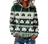 Women's St. Patrick's Day Shamrock Knit Hoodie with Celtic Design and Front Pocket