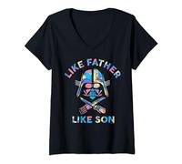 Womens Star Wars Darth Vader Like Father Like Son Paint Splatter V-Neck T-Shirt