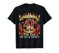 Womens Stepping Into My 41st Birthday With Grace & Faith T-Shirt