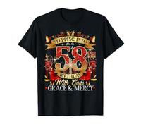 Womens Stepping Into My 58th Birthday With Grace & Faith T-Shirt