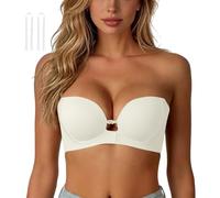 Women's Strapless Front Closure Push-Up Bra No Underwire Wireless Bras | Front Clasp Strapless Bra, Seamless Comfortable Padded Non Slip Tube Jelly Bras