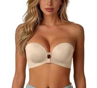 Women's Strapless Front Closure Push-Up Bra No Underwire Wireless Bras | Front Clasp Strapless Bra, Seamless Comfortable Padded Non Slip Tube Jelly Bras