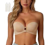 Women's Strapless Front Closure Push-Up Bra No Underwire Wireless Bras | Front Clasp Strapless Bra, Seamless Comfortable Padded Non Slip Tube Jelly Bras