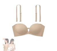 Women's Strapless Front Closure Push-Up Bra, Non Slip Tube Seamless Front Closure Jelly Bra for Women (Skin,Moyen)