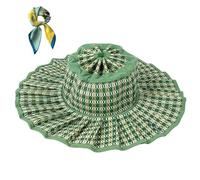 Women's Straw Reversible Pleated Sun Hat,Foldable Wide Brim Beach Hat,Casual Outdoor Straw Caps for Travel/Summer (FR/ES, Alpha/Lettres, Taille Unique, Color3)
