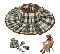 Women's Straw Reversible Pleated Sun Hat,Wide Brim Foldable Beach Hats,Casual Outdoor Sun Hats for Summer Travel (L)