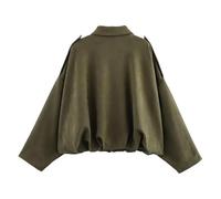 Women's Suede Bomber Jacket, 2025 Casual Lapel Pilot Cropped Coat Long Sleeves Trendy Streetwear Outerwear (Army green,Grand)